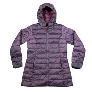 Eddie Bauer Jacket Womens Medium Purple Puffer Down Quilted EB650 Coat Parka